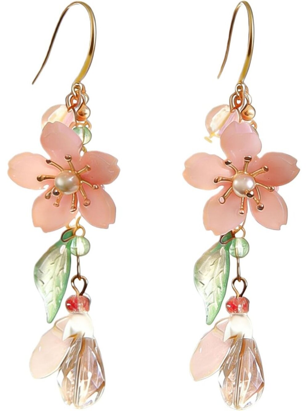 Pink Flower Earrings for Women Dangling,Lightweight Floral Earrings for Fresh Sp